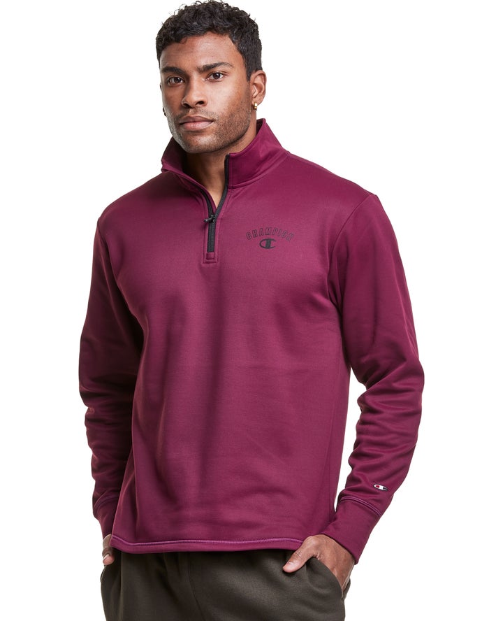 Champion Mens Sweatshirt NZ - Game Day 1/4 Zip Block Arch Logo Purple ( 1563-XPJHD )